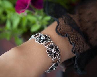 Bracelets noirs de soirée, bijoux impressionnants pour la femme, bracelet noir de déclaration