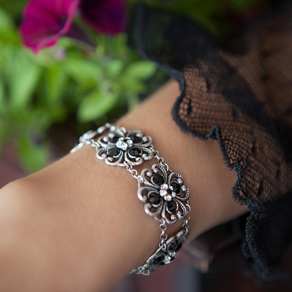 Black evening bracelets, Impressive jewelry for woman, Black statement bracelet