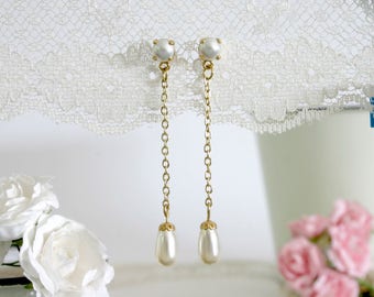 Bijoux de demoiselle d'honneur perle, boucles d'oreilles pearl demoiselles d'honneur, Boucles d'oreilles de perles goutte de larmes, cadeau de demoiselle d'honneur, serez-vous mon cadeau de demoiselle d'honneur