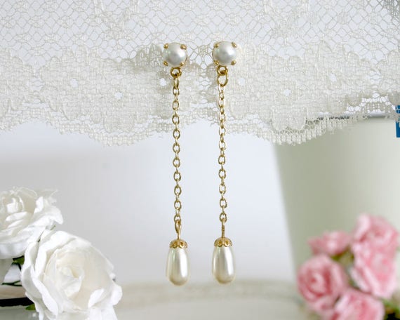 Pearl bridesmaid jewelry, Pearl bridesmaids earrings, Tear drop pearl earrings, Bridesmaid gift, Will you be my bridesmaid gift