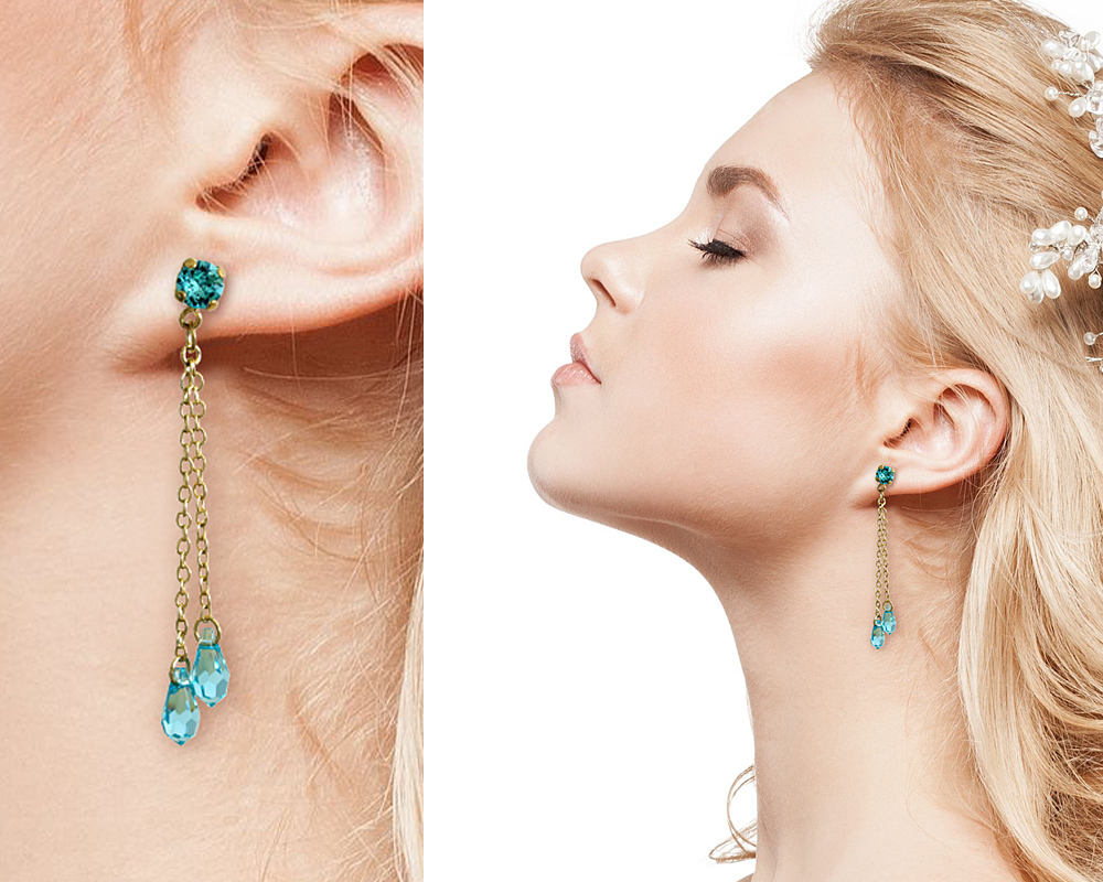 Retro Green Drop Earrings