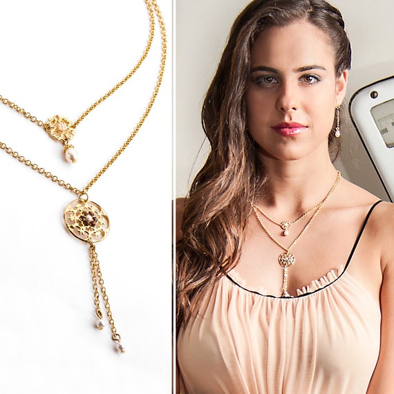 Gold Layer Necklace, Layering Necklaces for Women, Gold Strand Necklace 