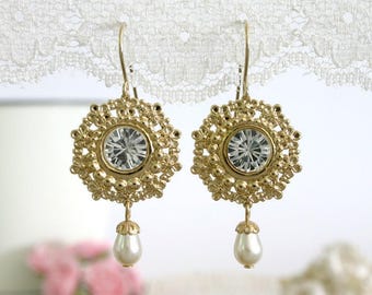 Crystal bridal earrings, Crystal earrings, Bridal dangle earrings