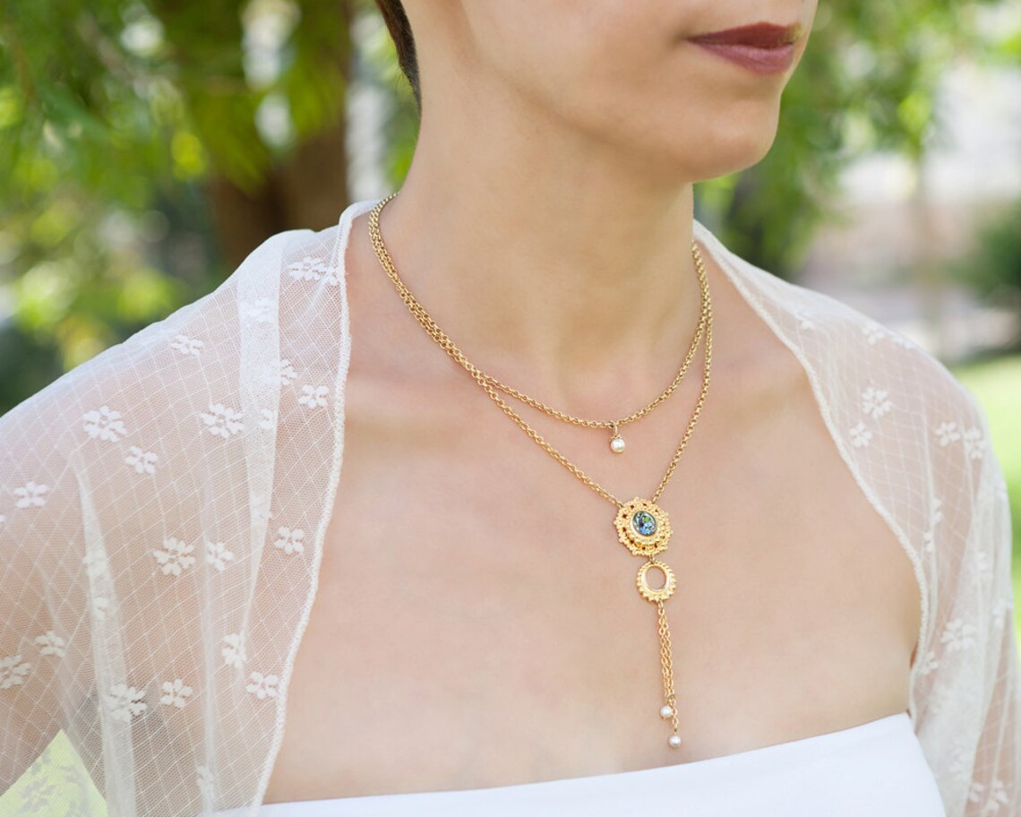 Gold Double Necklace Double Layer Necklace Double Necklace - Etsy