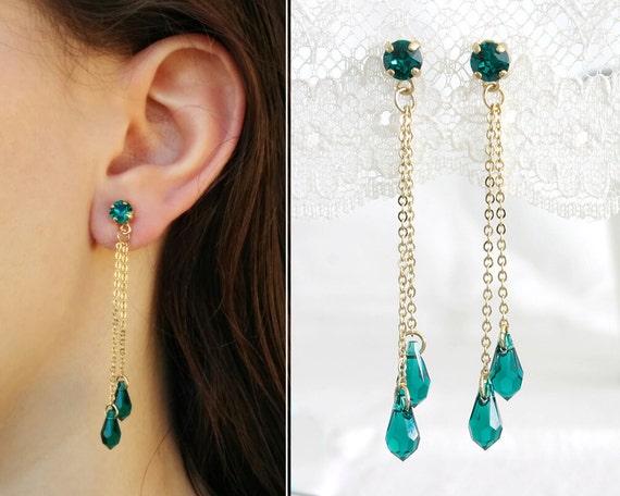 Art Deco Emerald Chrysler Drop Earrings By Silk Purse, Sow's Ear |  notonthehighstreet.com