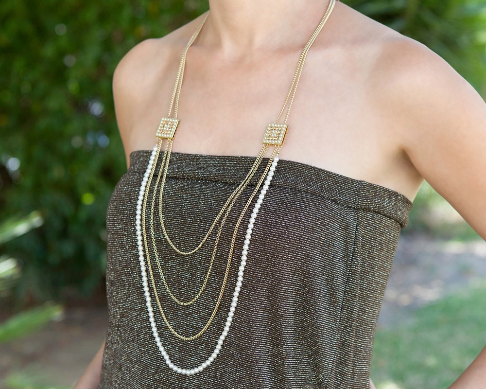 Long Statement Necklace for Women Statement Layered Necklace