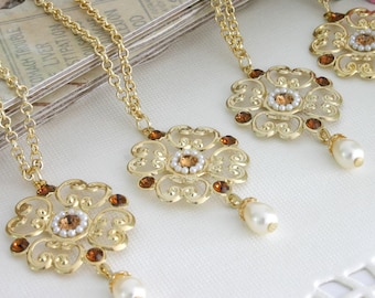 Bruidsmeisjes set van 4, bruidsmeisje cadeau ketting, bruidsmeisje ketting set van 4, huwelijkssieraden voor bruidsmeisjes
