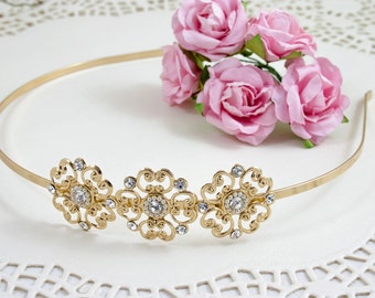 Delicate Flower Hair Band - Bridal Hair Accessories - Bridal Headband - Bridal Head Piece - Wedding Hair Accessory - Crystal Hair Band