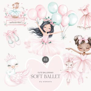 Aquarel ballet clipart - ballerina clipart - ballet clipart collectie - ballet partij - pastel ballet - schattige ballerina - meisjesfeest