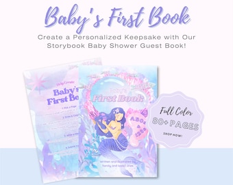 Libro de invitados para baby shower de sirena: Actividad del abecedario (descarga digital)