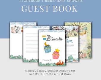 Libro de visitas para baby shower: Recuerdo del abecedario y los números (descarga digital)