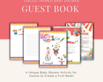 Libro de visitas para baby shower de circo: Actividad de recuerdo del abecedario (descarga digital)