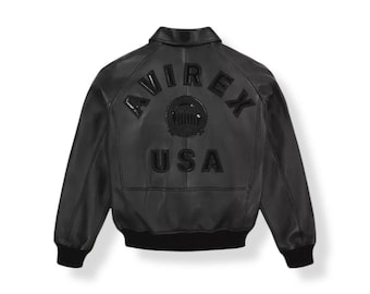 Vintage 1990s Avirex USA Japanese Dragons Graphic Leather