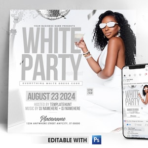 Editable White Party Flyer | PSD Template