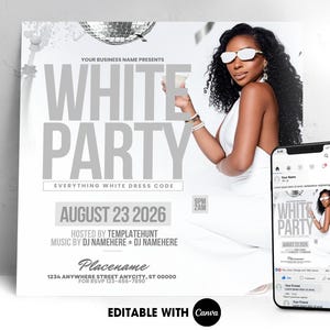 Editable White Party Flyer | Canva Template