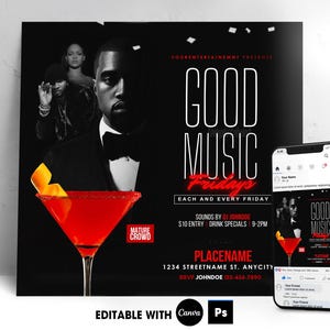 Editable Good Music Flyer, Hip-Hop R&B Party Flyer Template