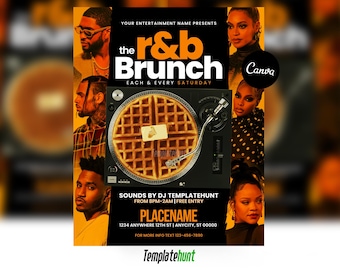 Bearbeitbare R & B Brunch-Einladung, Brunch-Flyer-Vorlage