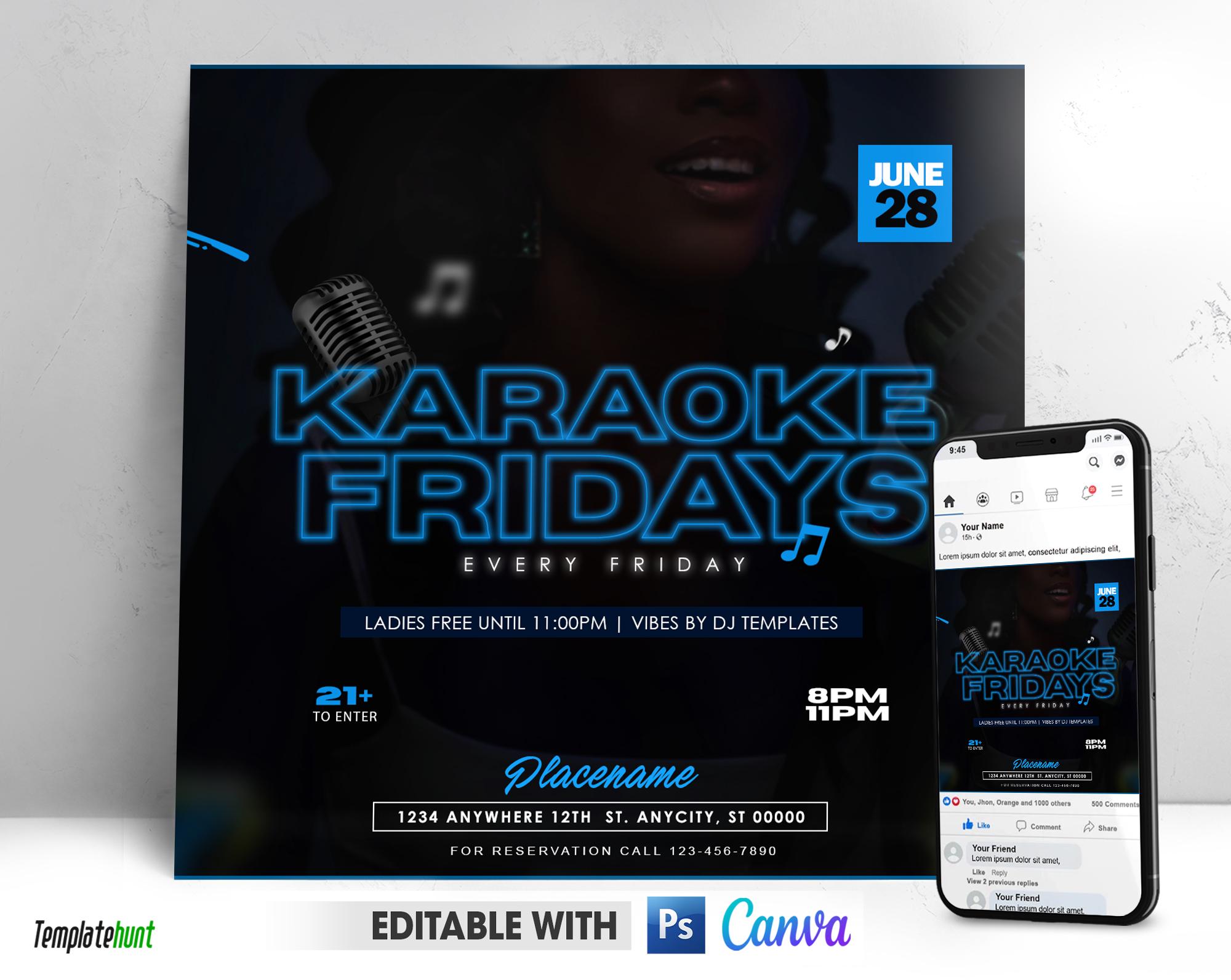 Editable Karaoke Fridays Flyer