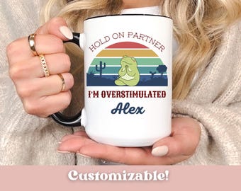 Funny Cowboy Frog Mug, Overstimulated Gift, Personalized Coffee Cup
