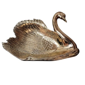 HTF Vintage metal Swan pin trinket dish Palace Hotel Tokyo Japan Souvenir