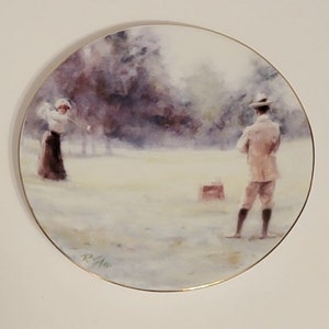 Mini 1993 Opening Day lady golfer Golf Richard Zolan Collectors Plate