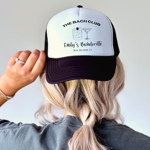 Custom Location Bach Club Bachelorette Hats, Bachelorette Trucker Hat, The Bach Club, Bachelorette Social Club, Luxury Bachelorette Merch