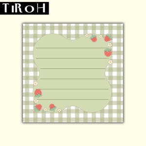 Strawberry Gingham Lined Post-it Note Pads | Floral Corner Sticky Notes