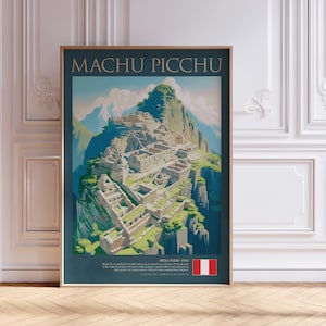 Machu Picchu Print | Peru Travel Poster | Andes Wall Art | Retro Travel Print | South America Decor | Digital Download