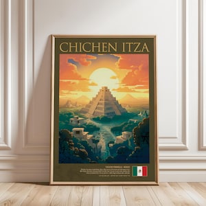 Chichen Itza Mexico Travel Print | Mayan Pyramid Wall Art | Yucatán Peninsula Poster | Ancient Wonder of the World | Digital Download