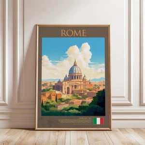 Rome Travel Poster, Vatican City Wall Art, Italian Architecture Print, Historic Rome Landmark, St. Peter’s Basilica Art, Digital Download