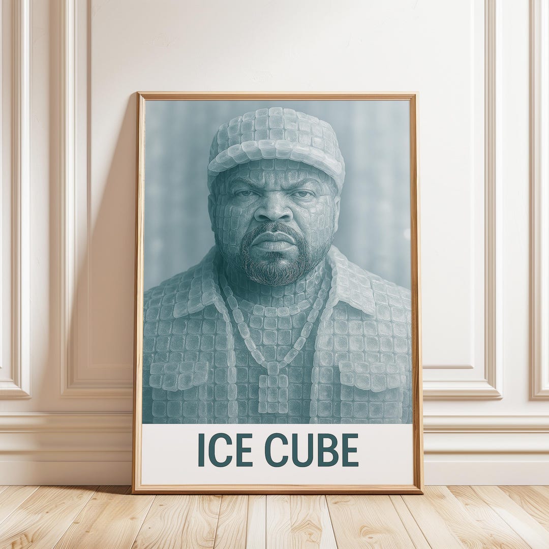 Surreal Ice Cube Conceptual Portrait Art Print, Modern Digital Artwork ...