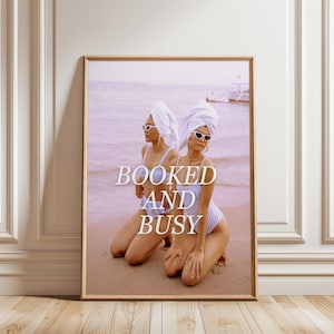 Booked and Busy Poster - Book Lover Wall Art - Bookish Print for Reading Corner Decor - Trendy Gift for Readers & Literature Fans