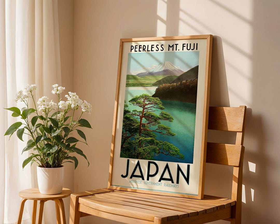 Vintage Japan Travel Poster - Mt. Fuji Wall Art, Retro Japanese ...