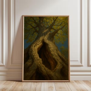 Fantasy Tree Wall Art, Ancient Tree Trunk Print, Mystical Forest Poster, Fairytale Nature Decor, Cottagecore Tree Wall Print