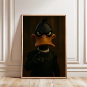Funny Duck Wall Art, Angry Cartoon Duck Poster, Dark Humor Animal Print, Quirky Animal Portrait, Trendy Digital Download Decor