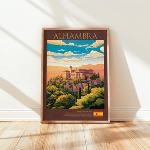 Alhambra Granada Spain Poster, Moorish Palace Wall Art, Andalusia Travel Print, Spanish Landmark Decor, Historic Architecture, Digital