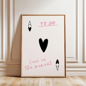Arte murale con carte da gioco - Poster con asso di picche e cuori - Decorazione retrò Y2K Preppy - Stampa per appartamento femminile - Poster con carte da gioco Asso per sala giochi
