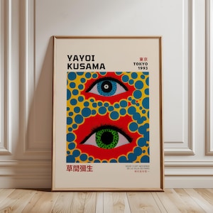 Póster de Yayoi Kusama Eye / Arte mural japonés abstracto / Impresión de arte pop vibrante / Decoración moderna y colorida / Póster de ojo psicodélico