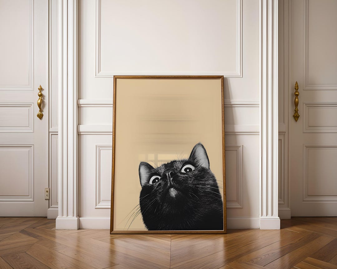 Funny Black Cat Print | Cute Cat Wall Art Poster | Quirky Cat Lover ...