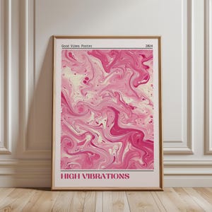 Póster de vibraciones altas, arte mural de buenas vibraciones, impresión abstracta retro, decoración de pared de moda, arte de energía positiva, descarga digital