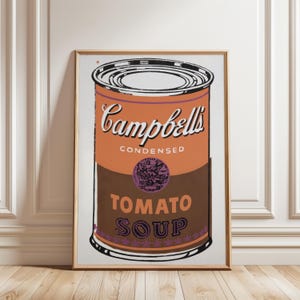 Campbell&#39;s Soup Can Poster | Retro Pop Art Tomato Print | Modern Andy Warhol Inspired Wall Art | Iconic Kitchen Decor | Digital Download