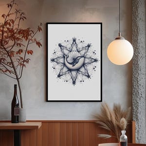 Minimalist Whale Digital Poster | Geometric Animal Art | Modern Wall Decor | Instant Downloadable Print | Boho Sea Life Artwork