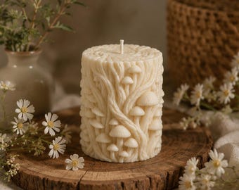 Vela con aroma a setas del bosque / Cera de soja botánica / Decoración inspirada en el bosque / Vela estilo cottagecore / Hecha a mano