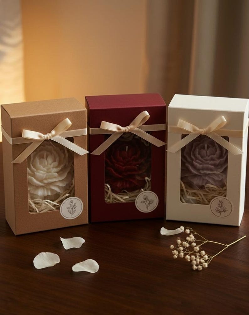 Flower Candle Set | Peony Soy Wax Candles | Handmade Floral Candle ...