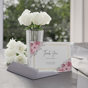 Elegante florale Danksagungskarten - Hochzeits- & Event-Papeterie - Individuell gedrucktes Weihnachtskarten-Set - Personalisierte Grußkarten
