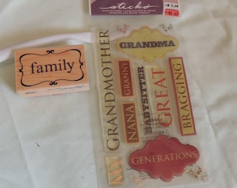 Rubber Stamps Stickers Family Grandmother Scrapbooking Card Making