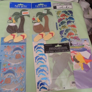 Scrapbook Stickers Die Cuts Verzierungen 3 Unbenutzte Packungen Stickers 2 Unbenutzte Packungen Die Cuts 2 Unbenutzte Packung Verzierungen Strand Delfine Fische