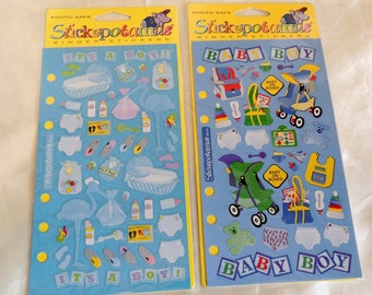 Scrapbook Stickers Baby Boy Stickopotamus Diapers Bassinet Stroller Car Seat Bottles Toys