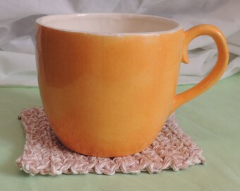 Coasters Crocheted Set of 6 Ecru Beige Tan Cotton Mug Rug