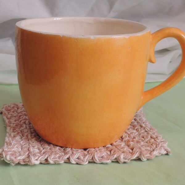 Coasters Crocheted Set of 6 Ecru Beige Tan Cotton Mug Rug